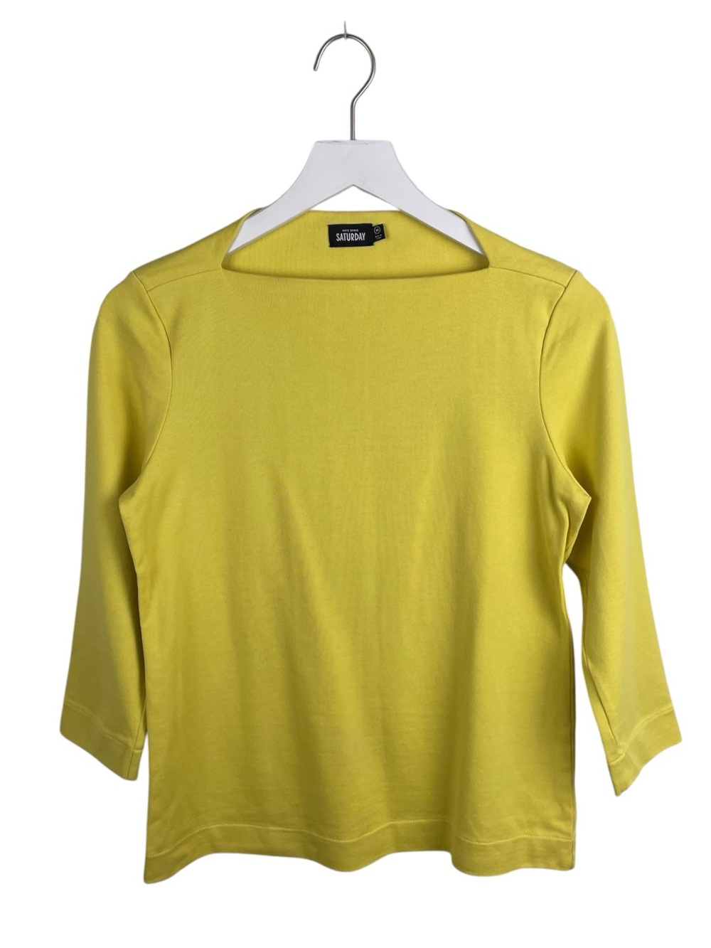 Kate Spade Saturday 3/4 Sleeve Slip Neck Top Size Medium Cotton Yellow Preppy